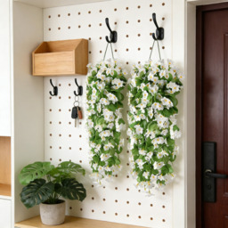 2PCS 30.7in/78cm Artificial Fake Hanging Flowers Plants for Outdoor Spring Summer Decoration, Faux Silk Violet Look Real Trailing Vines for Outside Home Planter Porch Patio(white) - thumbnail 1