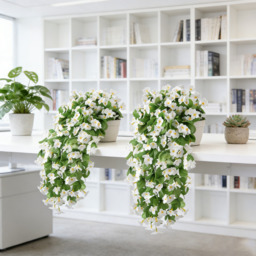 2PCS 30.7in/78cm Artificial Fake Hanging Flowers Plants for Outdoor Spring Summer Decoration, Faux Silk Violet Look Real Trailing Vines for Outside Home Planter Porch Patio(white) - thumbnail 2