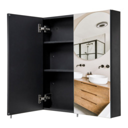 Croydex Dawley Bathroom Mirror Cabinet (67x60x10cm) - Black
