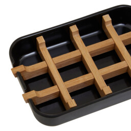Maison by Premier Eco-Friendly Black Soap Dish, Removable Bamboo Insert Soap Tray, Modern Soap Case Holder, Bath Soap Holder - thumbnail 3