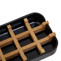 Maison by Premier Eco-Friendly Black Soap Dish, Removable Bamboo Insert Soap Tray, Modern Soap Case Holder, Bath Soap Holder - thumbnail 2
