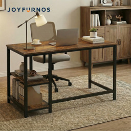 Ochama Office Desk, Computer Desk, 120 x 60 x 76 cm, Industrial Table for Study, Brown and Black - thumbnail 3