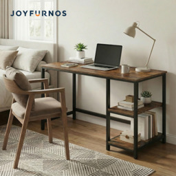 Ochama Office Desk, Computer Desk, 120 x 60 x 76 cm, Industrial Table for Study, Brown and Black - thumbnail 2