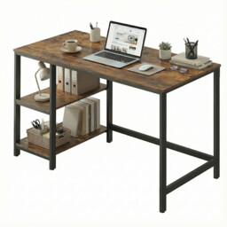 Ochama Office Desk, Computer Desk, 120 x 60 x 76 cm, Industrial Table for Study, Brown and Black - thumbnail 6