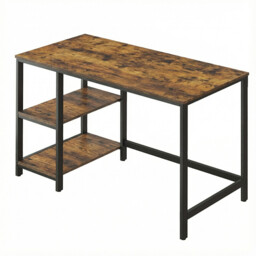 Ochama Office Desk, Computer Desk, 120 x 60 x 76 cm, Industrial Table for Study, Brown and Black - thumbnail 1