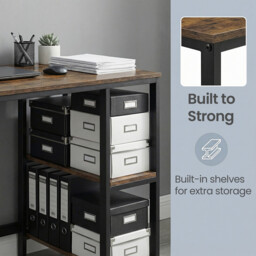Ochama Office Desk, Computer Desk, 120 x 60 x 76 cm, Industrial Table for Study, Brown and Black - thumbnail 5
