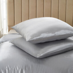 Meeallhome  Satin Duvet Cover Set 260*220cm/60*80cm*2   Gray - thumbnail 6
