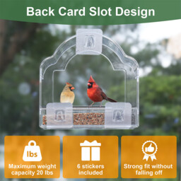 【Back-to-School】Blinkit 0162 Acrylic Bird Feeder - Window Suction Cup Mount, 6 Strong Suction Cups,Transparent Visual Design,Widened Eaves Prevent Rain & Spillage,Ideal for Bird Watching, Black/White/Gray - thumbnail 6