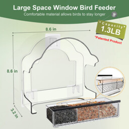 【Back-to-School】Blinkit 0162 Acrylic Bird Feeder - Window Suction Cup Mount, 6 Strong Suction Cups,Transparent Visual Design,Widened Eaves Prevent Rain & Spillage,Ideal for Bird Watching, Black/White/Gray - thumbnail 5