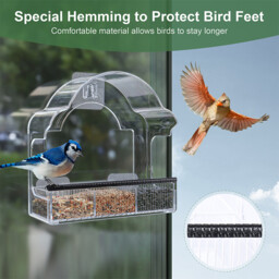 【Back-to-School】Blinkit 0162 Acrylic Bird Feeder - Window Suction Cup Mount, 6 Strong Suction Cups,Transparent Visual Design,Widened Eaves Prevent Rain & Spillage,Ideal for Bird Watching, Black/White/Gray - thumbnail 4