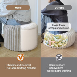 Round Pouf Stool, Round Bean Bag Footstool, Couch Stool, Footstool with High-Quality Faux Fur, Pouf, Bean Pouf Cushion, Indoor Stool for Couch and Living Room, 38 x 50 x 50 cm, Grey - thumbnail 2