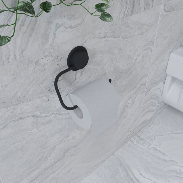 Croydex Stick 'n' Lock Toilet Roll Holder - Black - image 1