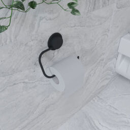 Croydex Stick 'n' Lock Toilet Roll Holder - Black - thumbnail 1