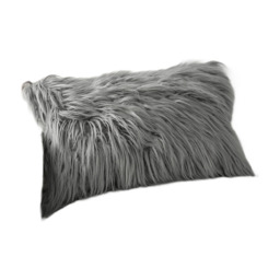 Phantoscope Faux Fur Pillow Cover Decorative Fluffy Throw Pillow Mongolian Soft Fuzzy Pillow Case Cushion Cover for Bedroom and Couch, Gray 18 x 18 Inches
