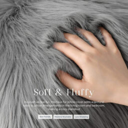 Phantoscope Faux Fur Pillow Cover Decorative Fluffy Throw Pillow Mongolian Soft Fuzzy Pillow Case Cushion Cover for Bedroom and Couch, Gray 18 x 18 Inches - thumbnail 4