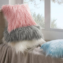 Phantoscope Faux Fur Pillow Cover Decorative Fluffy Throw Pillow Mongolian Soft Fuzzy Pillow Case Cushion Cover for Bedroom and Couch, Gray 18 x 18 Inches - thumbnail 5