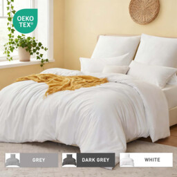 LeBonsoir White Duvet Cover Set，230x220cm/50x75cmx2 Soft Double Brushed Bedding Set， with Zip， 3 Pieces， Includes 1 Duvet Cover & 2 Pillowcases，NO Comforter - thumbnail 1
