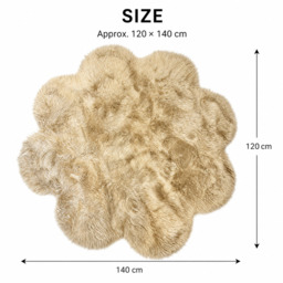 Large Plush Faux Wool Flower Shaped Area Rug, 180x180cm Soft Shaggy Plum Blossom Mat, Unique Non-Slip Carpet for Living Room, Bedroom (Brown) - thumbnail 3