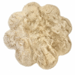 Large Plush Faux Wool Flower Shaped Area Rug, 180x180cm Soft Shaggy Plum Blossom Mat, Unique Non-Slip Carpet for Living Room, Bedroom (Brown) - thumbnail 4