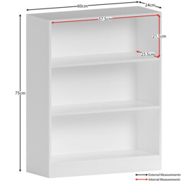 Vida Designs Bookcase Cambridge 3 Shelves White - thumbnail 3