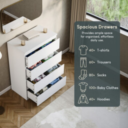Vida Designs Drawer Chest Denver 4 Drawers, White - thumbnail 4