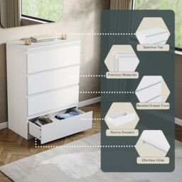 Vida Designs Drawer Chest Denver 4 Drawers, White - thumbnail 6
