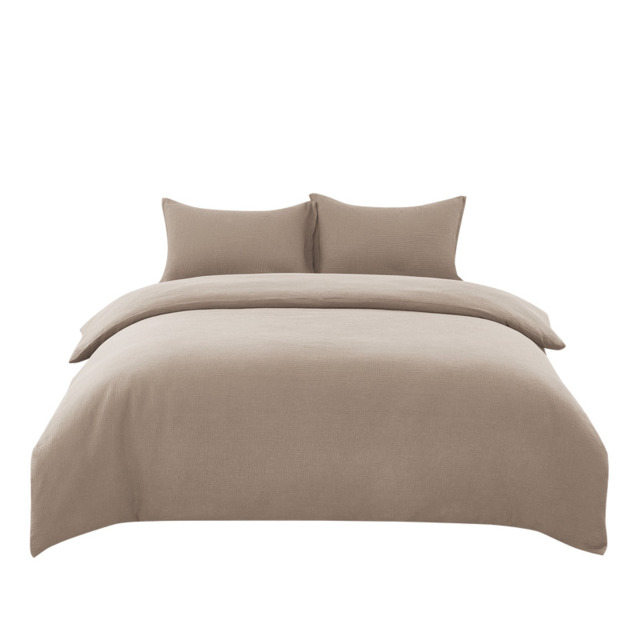 Khaki Cotton Double Gauze Duvet Cover & Pillowcases Set, 135*200CM+50*75CM*1 - image 1