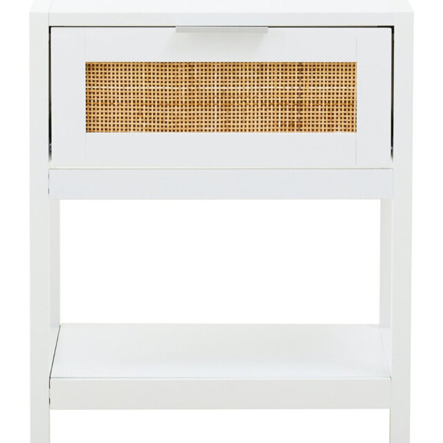 Interiors by Premier Bedside Table Sherman 1 Drawer White/Rattan - image 1