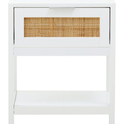 Interiors by Premier Bedside Table Sherman 1 Drawer White/Rattan - thumbnail 1