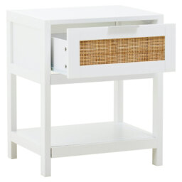 Interiors by Premier Bedside Table Sherman 1 Drawer White/Rattan - thumbnail 2
