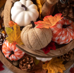 Marrybox Fall Decorative Pumpkins Plush Orange/Hessian/White 12pcs - thumbnail 3