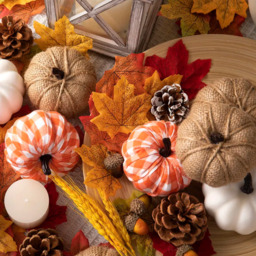 Marrybox Fall Decorative Pumpkins Plush Orange/Hessian/White 12pcs - thumbnail 6