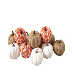 Marrybox Fall Decorative Pumpkins Plush Orange/Hessian/White 12pcs - thumbnail 1