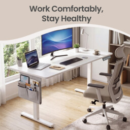 Ochama Electric Standing Desk, Height Adjustable Desk, 70 x 160 x (72-120) cm, for Home Office, Study, White - thumbnail 3