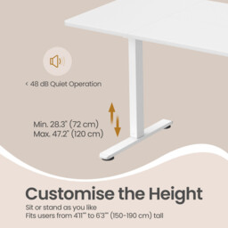 Ochama Electric Standing Desk, Height Adjustable Desk, 70 x 160 x (72-120) cm, for Home Office, Study, White - thumbnail 7