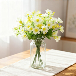 Wei's Moment 6 Bundles of Artificial Balcony  Plants and Indoors， Plastic Flowers Decoration， Faux Plastic， UV-Resistant Flowers for Graves and Garden White, New Year Sale , Top gift picks - thumbnail 3