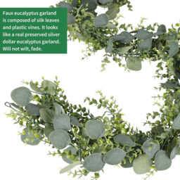 Yuejia 2pc 5.5ft/1.67m Artificial Eucalyptus Garland Fake Silver Dollar Eucalyptus Greenery Garland Vines Table Runner for Wedding Arch Backdrop Table Centerpiece Home Mantle Decor - thumbnail 6