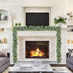 Yuejia 2pc 5.5ft/1.67m Artificial Eucalyptus Garland Fake Silver Dollar Eucalyptus Greenery Garland Vines Table Runner for Wedding Arch Backdrop Table Centerpiece Home Mantle Decor - thumbnail 2