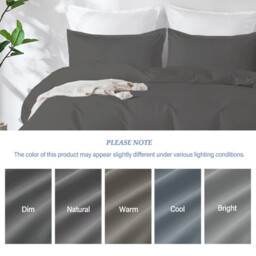 LeBonsoir Dark Gray Bedding Duvet Cover Set，200x200cm/50x75cmx2 Breathable Durable Soft Comfy， with Zip， 3 Pieces， Includes 1 Duvet Cover & 2 Pillowcases，NO Comforter - thumbnail 4