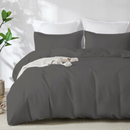 LeBonsoir Dark Gray Bedding Duvet Cover Set，200x200cm/50x75cmx2 Breathable Durable Soft Comfy， with Zip， 3 Pieces， Includes 1 Duvet Cover & 2 Pillowcases，NO Comforter - thumbnail 5