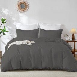 LeBonsoir Dark Gray Bedding Duvet Cover Set，200x200cm/50x75cmx2 Breathable Durable Soft Comfy， with Zip， 3 Pieces， Includes 1 Duvet Cover & 2 Pillowcases，NO Comforter - thumbnail 2