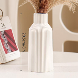 1pc/20.5cm/8in Vase for Pampas Grass, Ceramic Vase, White, Matt, Round, Modern Design, Boho Style for Decoration, Aesthetic, Flower Vase for Living Room, Bedroom Decoration, Simple Nordic Style - thumbnail 4
