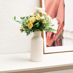 1pc/20.5cm/8in Vase for Pampas Grass, Ceramic Vase, White, Matt, Round, Modern Design, Boho Style for Decoration, Aesthetic, Flower Vase for Living Room, Bedroom Decoration, Simple Nordic Style - thumbnail 6