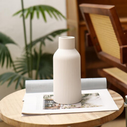1pc/20.5cm/8in Vase for Pampas Grass, Ceramic Vase, White, Matt, Round, Modern Design, Boho Style for Decoration, Aesthetic, Flower Vase for Living Room, Bedroom Decoration, Simple Nordic Style - thumbnail 3
