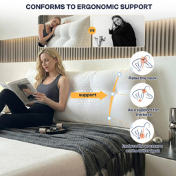 LeBonsoir Back Cushion - Reading Cushion for Bed and Sofa， Wedge Cushion， Back Pad for Wall， Seat Cushion， Wall Cushion， Washable Cover (White，80 cm) - thumbnail 4