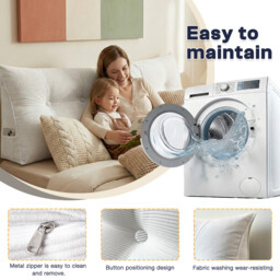 LeBonsoir Back Cushion - Reading Cushion for Bed and Sofa， Wedge Cushion， Back Pad for Wall， Seat Cushion， Wall Cushion， Washable Cover (White，80 cm) - thumbnail 3
