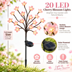 Solar Cherry Blossom String Lights, Cherry Blossom, 20 LEDs, Solar Powered, Waterproof Decorative Lights - thumbnail 3