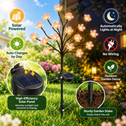 Solar Cherry Blossom String Lights, Cherry Blossom, 20 LEDs, Solar Powered, Waterproof Decorative Lights - thumbnail 4