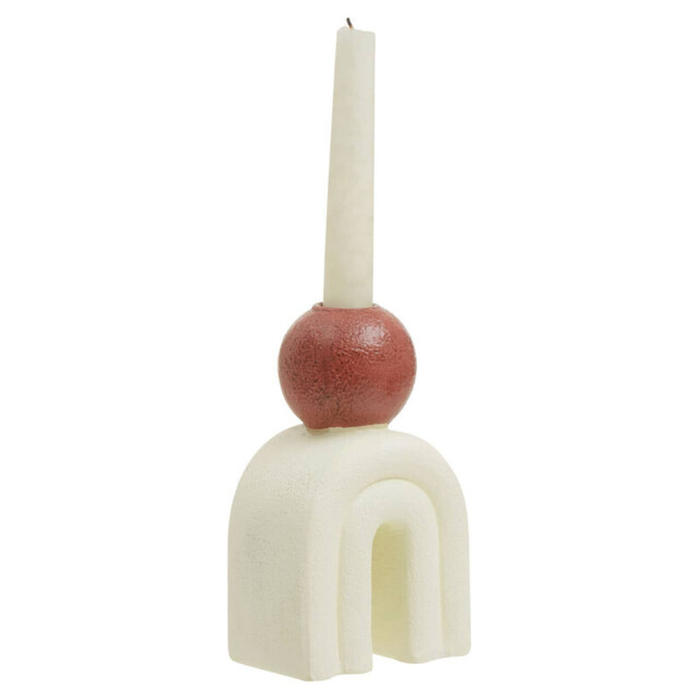 Interiors by Premier Candle Holder Tapered Utica Cream Base/Red - image 1