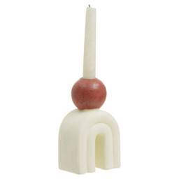 Interiors by Premier Candle Holder Tapered Utica Cream Base/Red - thumbnail 1